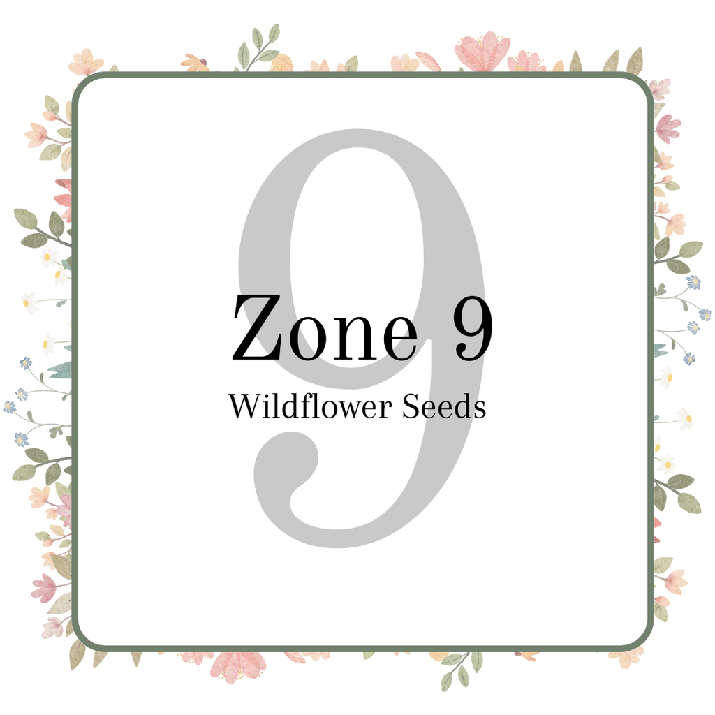 An image with text stating Zone 9 Wildflower Seeds